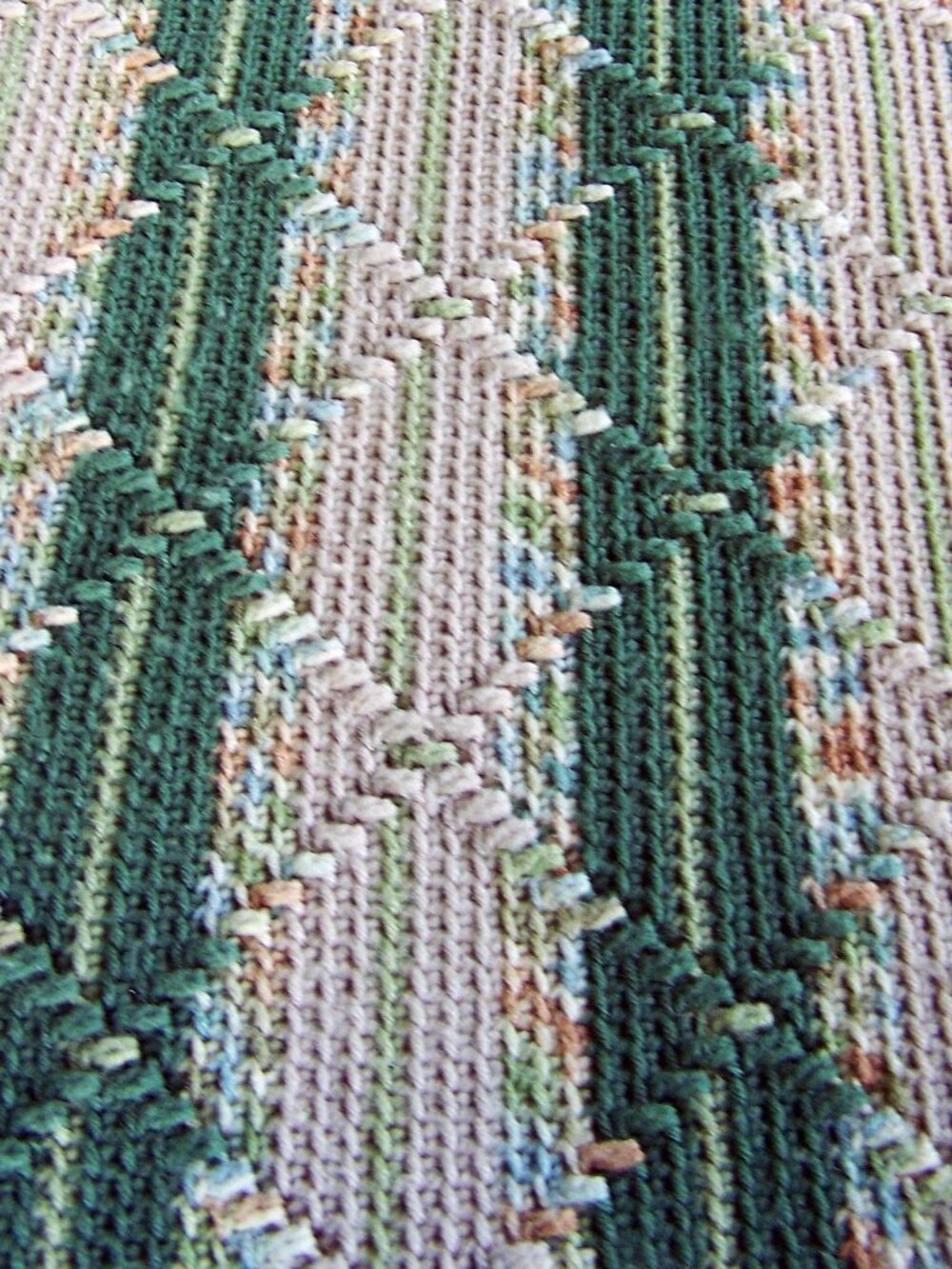 Earth Tone Striped Crochet Afghan with Fringe (41x77") - Cottagecore Blanket Thr